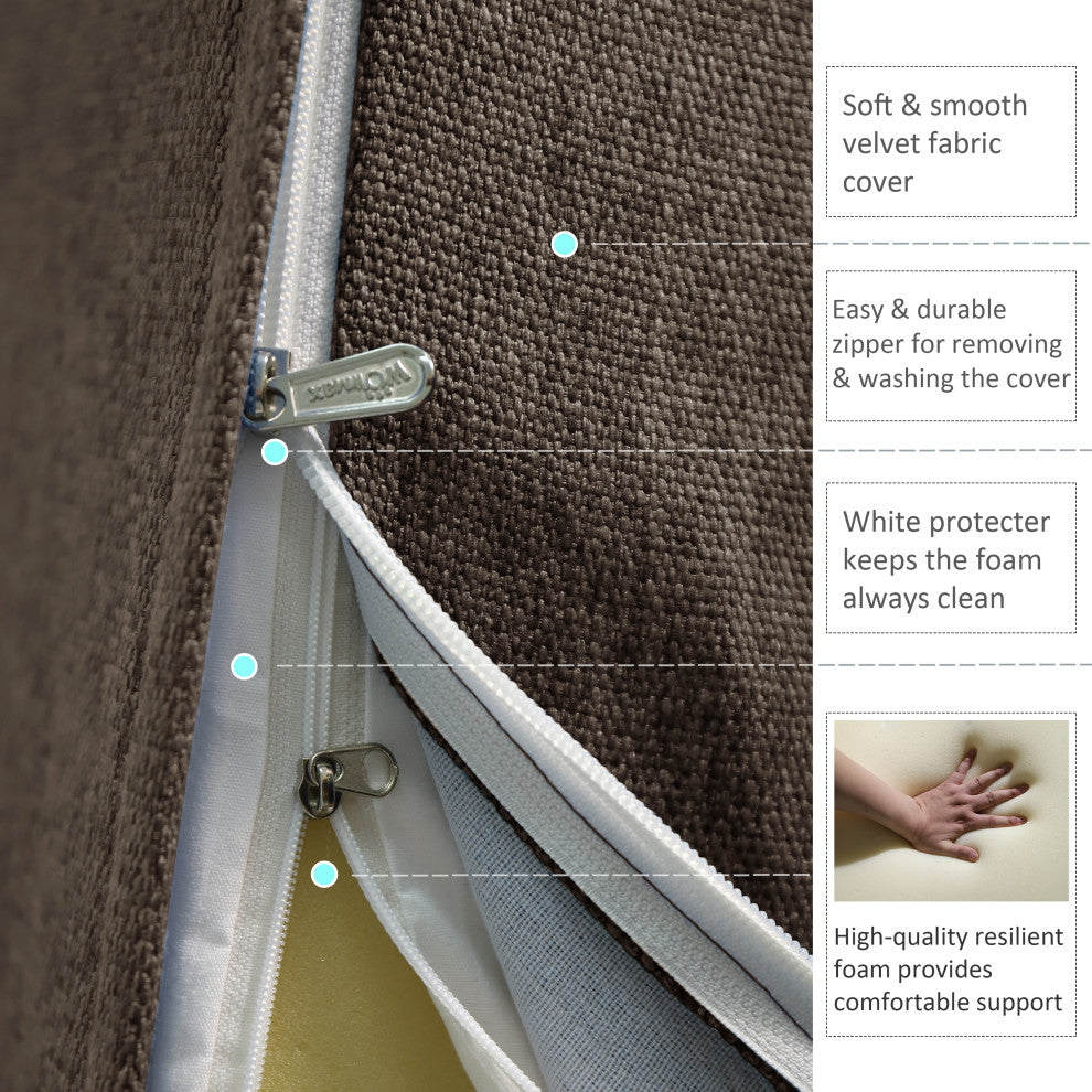 Reading Pillow Bed Foam Wedge Adult for Back Support, Brown, 24x9x21
