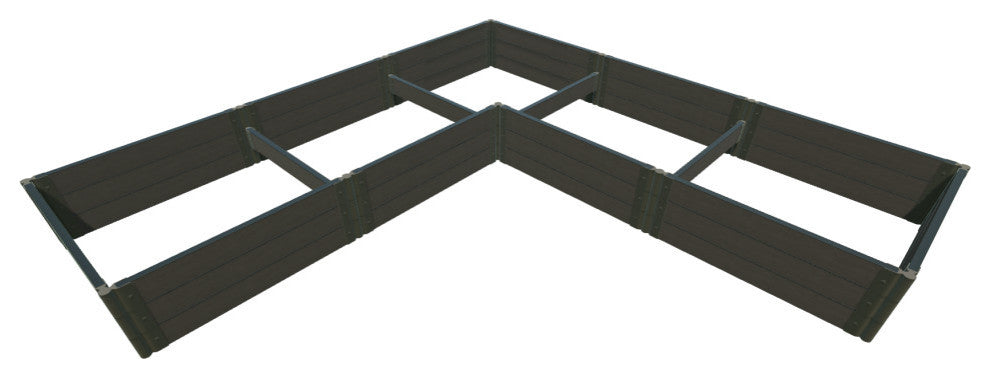 Weathered Wood Raised Garden Bed 'L' Shaped 12'x12'x16.5", 2" Profile