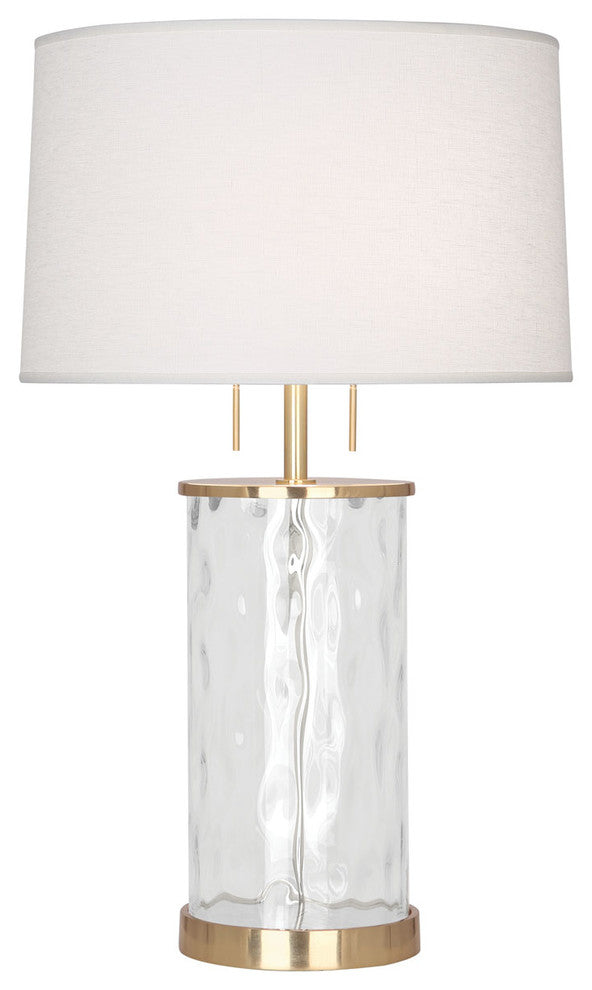 Robert Abbey 1440 Two Light Table Lamp Gloria Modern Brass Wavy Glass Body