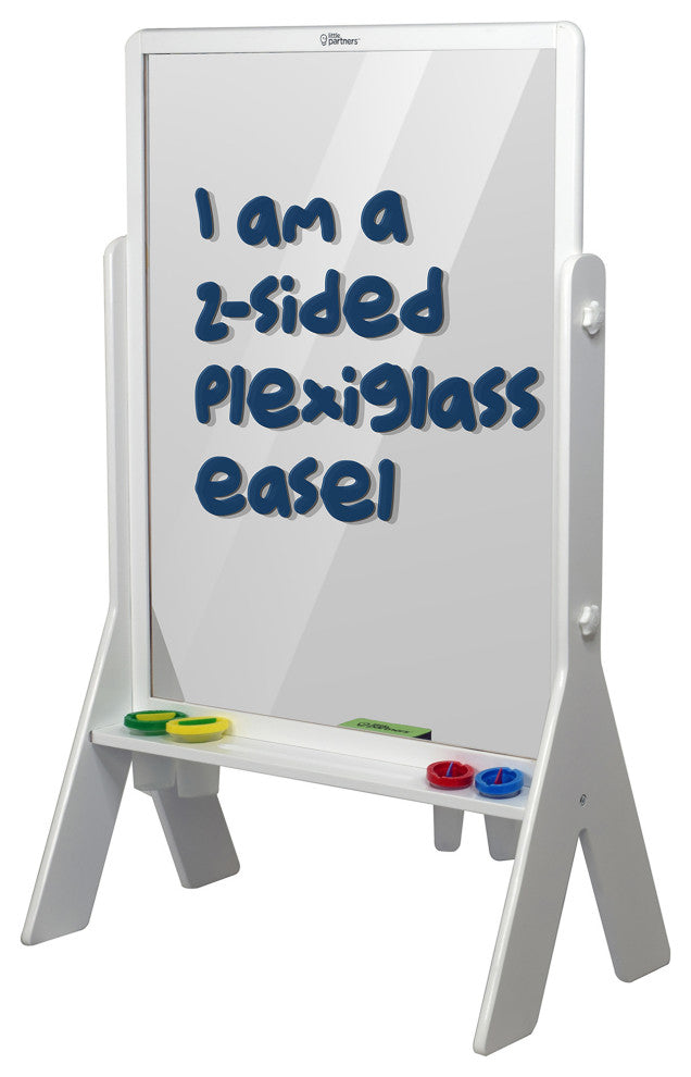 Little Partners Peek-A-Boo Adjustable Height Art Easel, Soft White