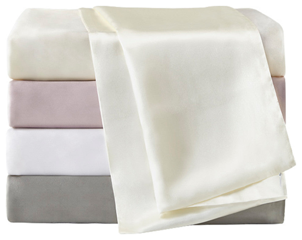 Madison Park Mulberry Silk Luxury Single Pillowcase, White, Standard