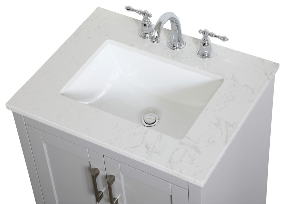 24" Single Bathroom Vanity, Gray