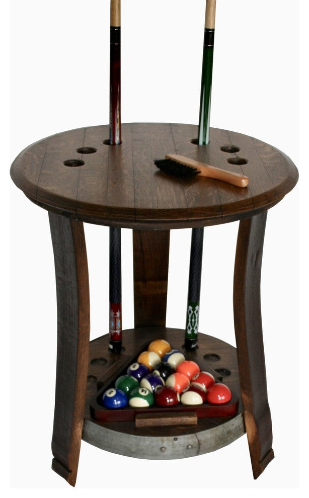 Barrel Head Pool Cue Rack, Caramel