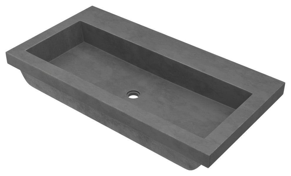 Trough 3619 Bathroom Sink, Slate, No Faucet Holes