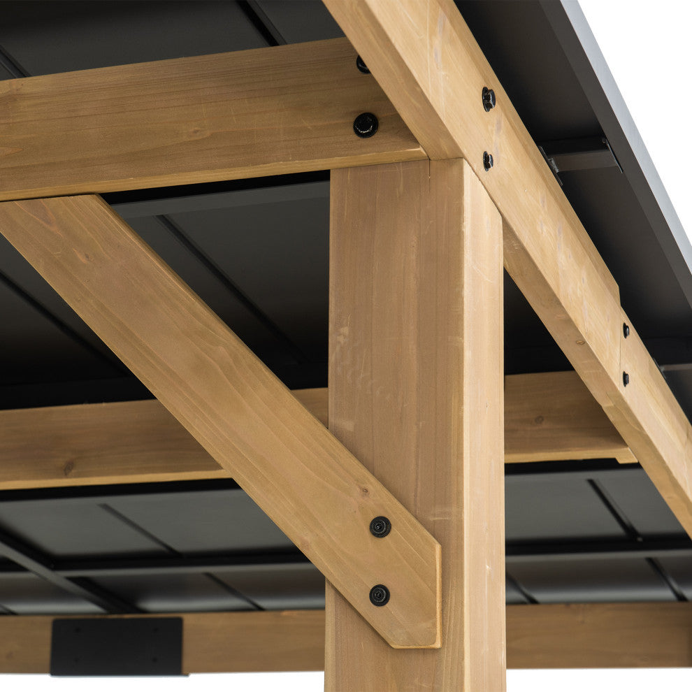 Sunjoy 10 ft. x 11 ft. Cedar Frame with Aluminum Roof Gazebo Pergola
