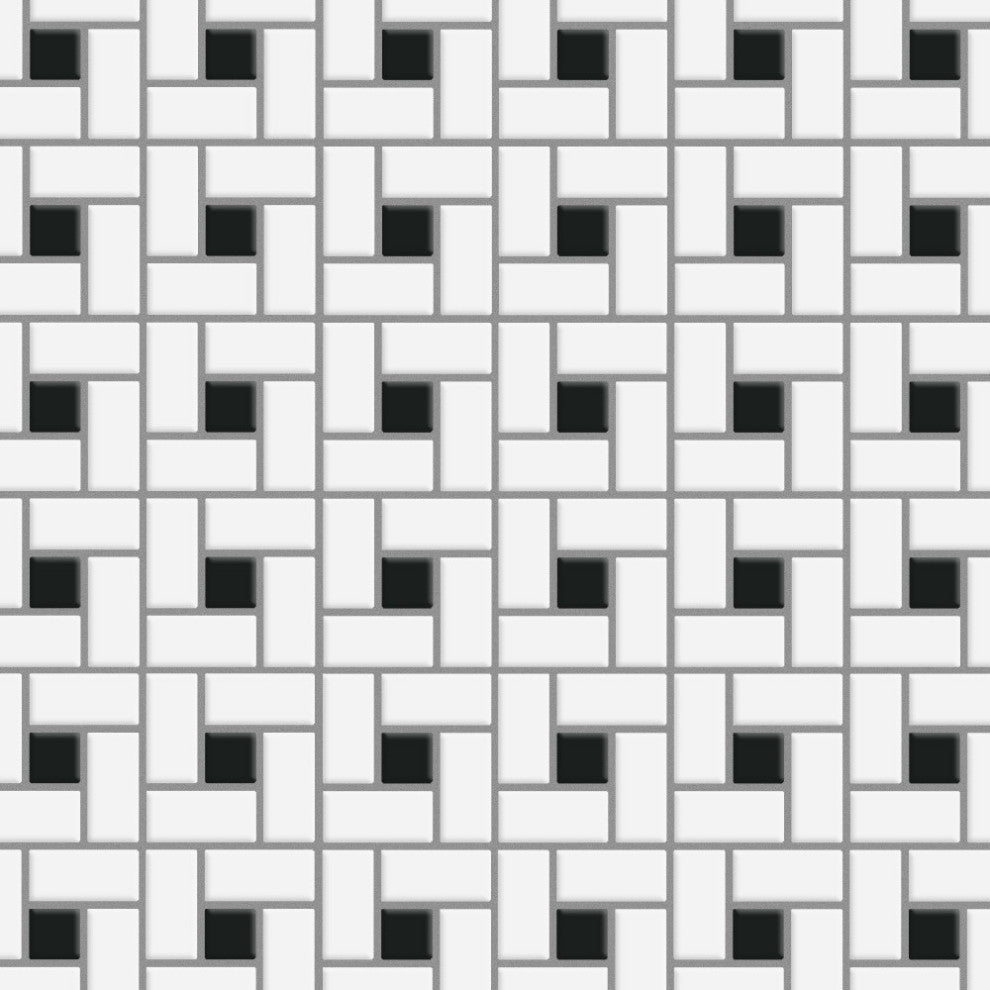 Spiral Black and White Porcelain Floor and Wall Tile