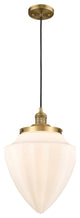 Large Bullet 1 Light Mini Pendant, Brushed Brass, Matte White