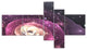 Pink Flower with Sparkles, Floral Art Canvas Print, 60"x32", 5 panels