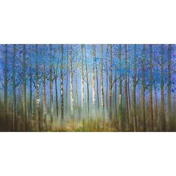 Blue Canopy Forest Hand-Painted Wall Art