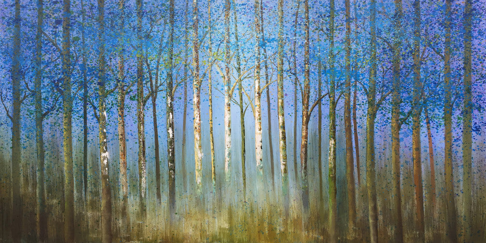 Blue Canopy Forest Hand-Painted Wall Art