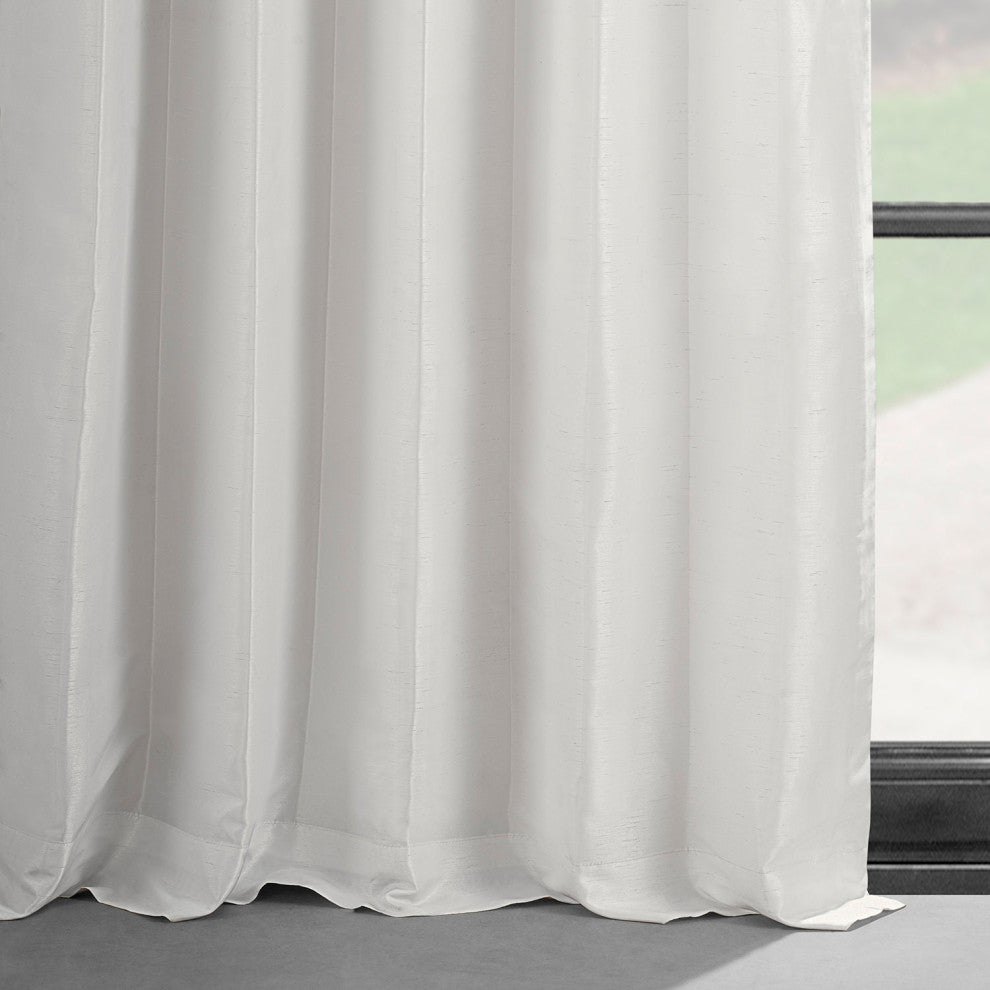 Off White Textured Vintage FauxDupioni Silk Curtain Single Panel, 50"x120"