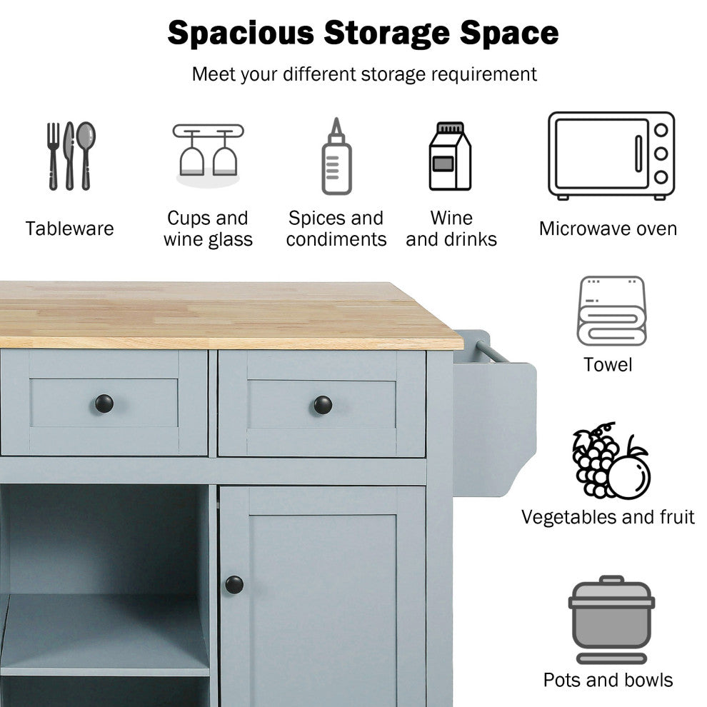 Black/Blue/White MDF Kitchen Cart Multifunctional, Storage Cabinet, Blue