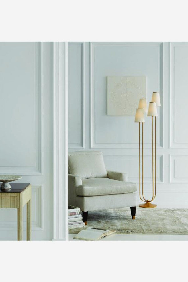 Four Linen Shades Modern Floor Lamp | Andrew Martin Montreuil