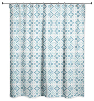 Turquoise Tile Pattern 71x74 Shower Curtain