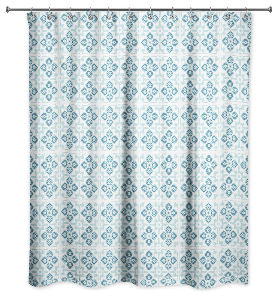 Turquoise Tile Pattern 71x74 Shower Curtain