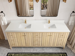 Atlanta Oak 84" Double Sink Bath Vanity, White 1.5" White Quartz
