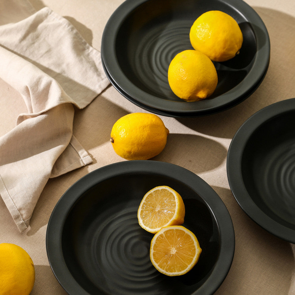 Stone Lain Orbit Stoneware Pasta Bowl Set of 4, Charcoal