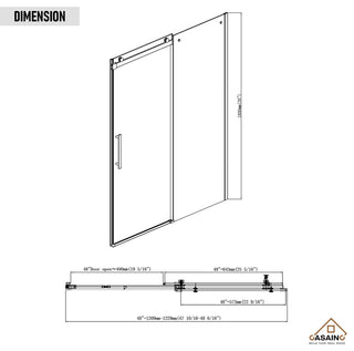48-in x 76-in Frameless Sliding Shower Door, Chromed