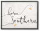 Born Southern Yellow Bees Script Typography Framed Giclee Art, 11"x14"