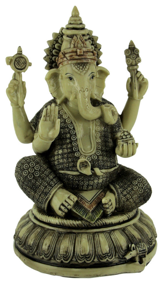 Lord Ganesha On Lotus Flower Statue