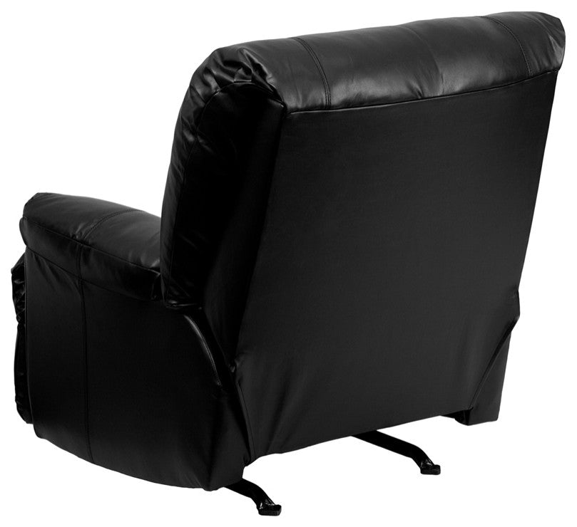 Contemporary Apache Black Leather Rocker Recliner