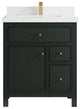 Sonoma 30 Single Sink Reeded Bath Vanity in Dark Forest Green 1.5" White Quartz