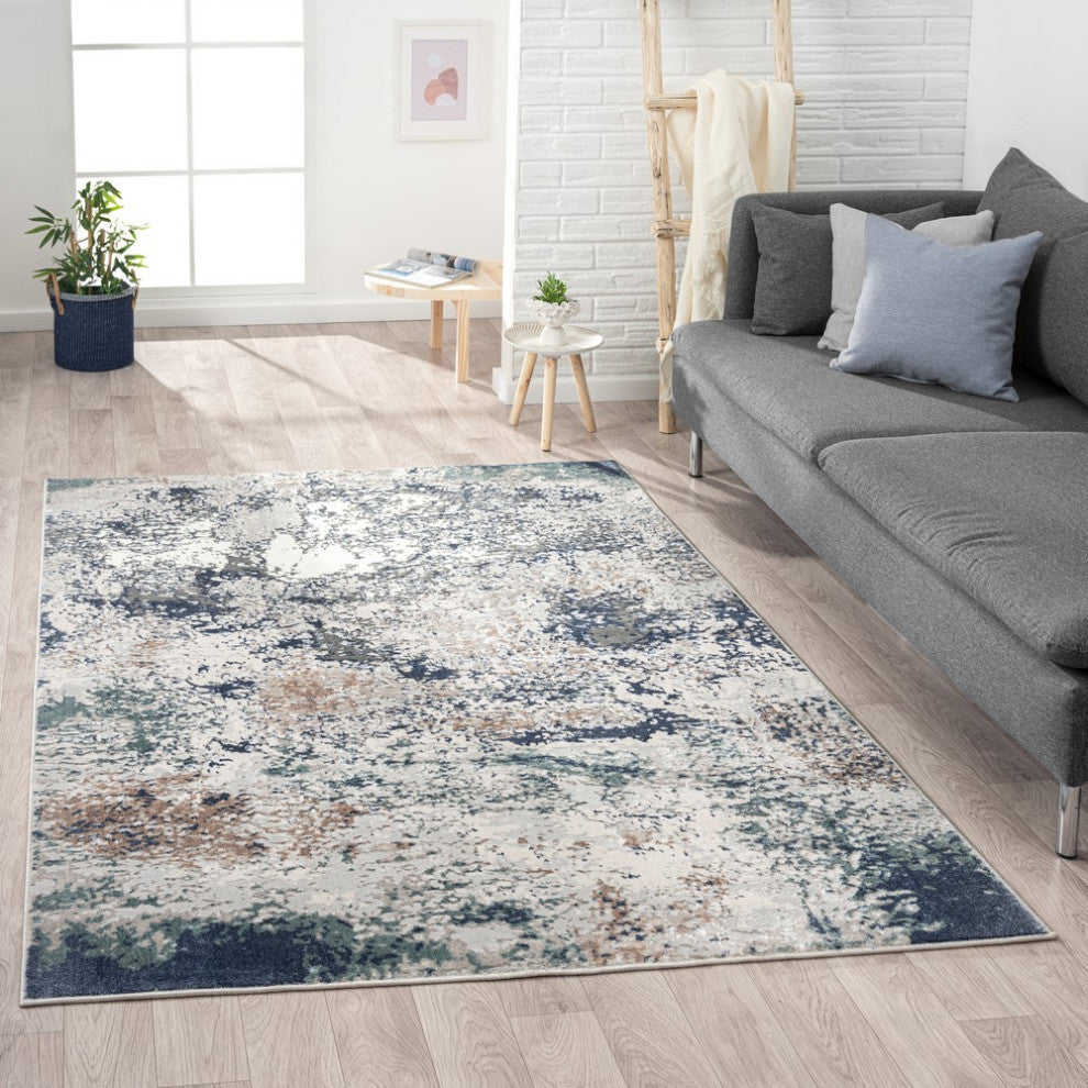 Blue/Gray Modern Abstract Indoor Area Rug, 7'5" X 9'5"