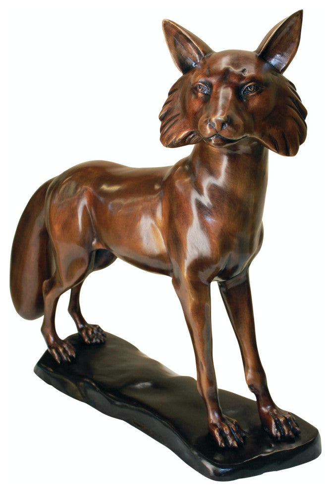 Wary Standing Fox Garden Statue