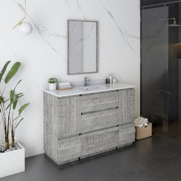 Formosa 48" Ash Single Sink Modern Bathroom Vanity Set, Faucet Fft1030bn
