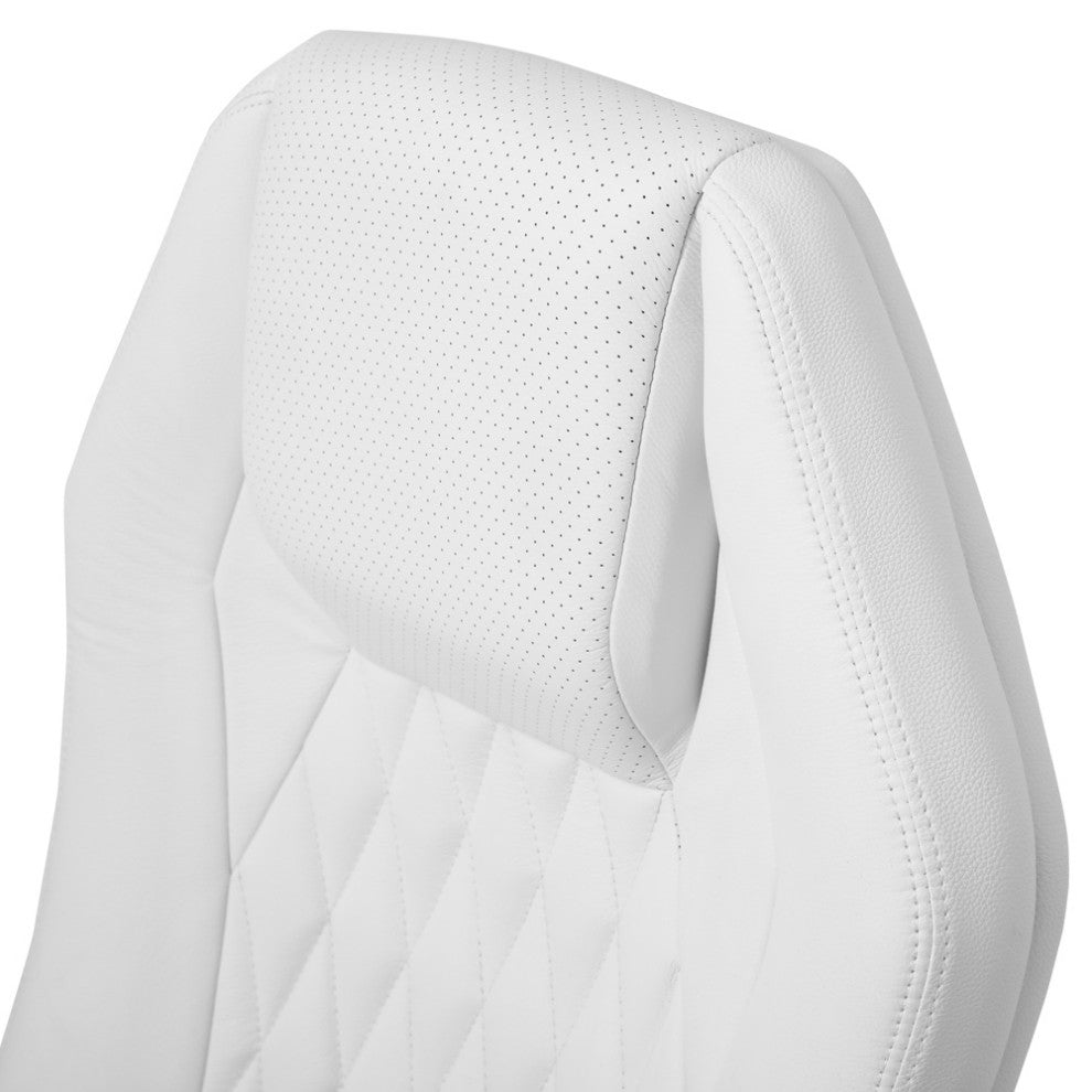 Modern Ergonomic Sterling Leather Executive Chair with Aluminum Base, White