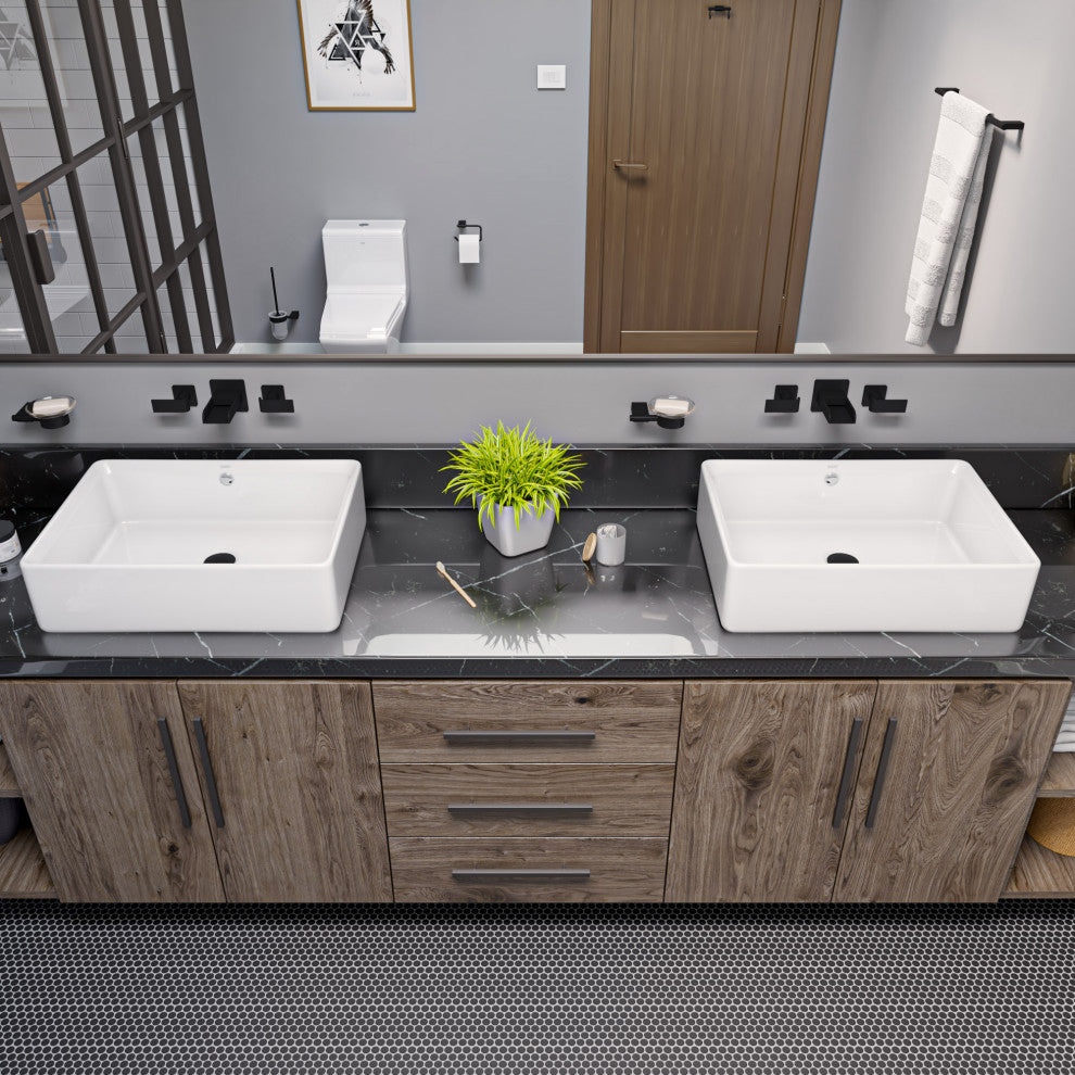 EAGO BA131 20" White Rectangular Porcelain Bathroom Sink with Overflow