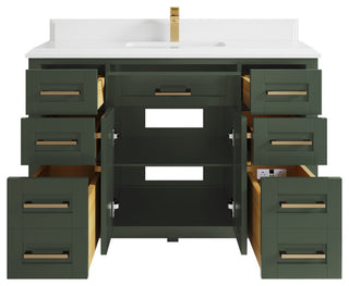 Cambridge 48 Single Sink Bath Vanity in Pewter Green 1.5" White Quartz