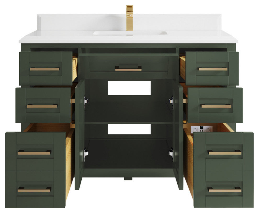 Cambridge 48 Single Sink Bath Vanity in Pewter Green 1.5" White Quartz