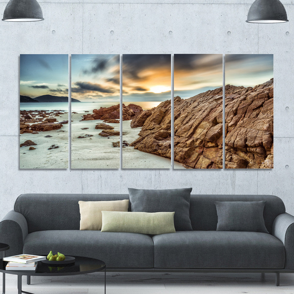 Quang Ninh Province Vietnam, Landscape Canvas Art Print, 60"x28", 5 Panels