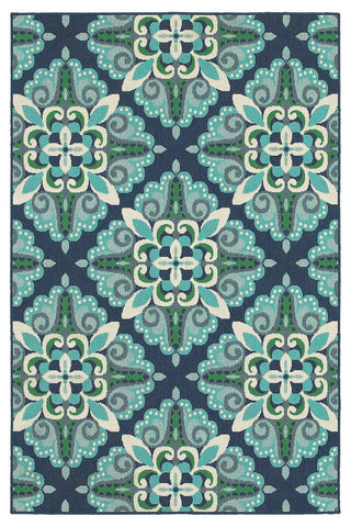 Oriental Weavers Meridian Blue/Green Medallion Indoor/Outdoor Rug 7'10"X10'10"