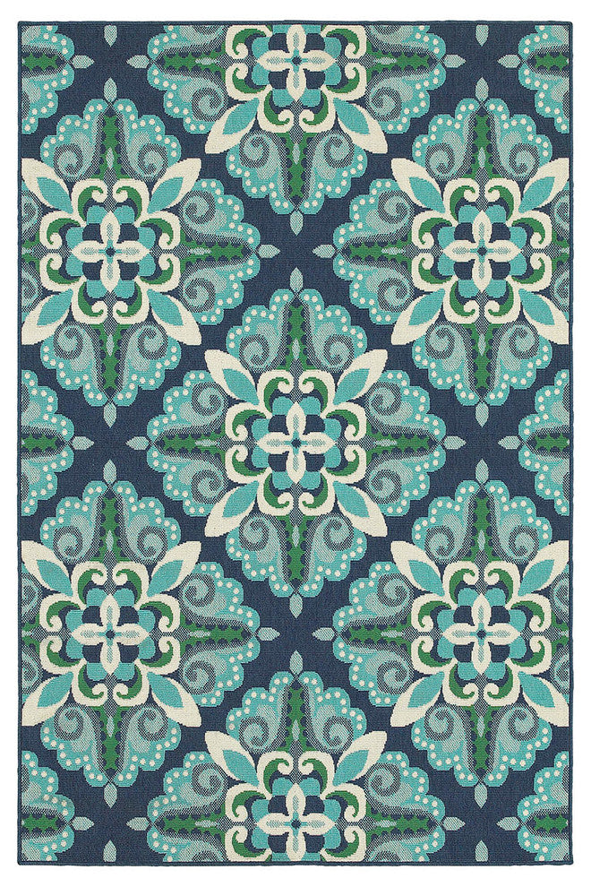 Oriental Weavers Meridian Blue/Green Medallion Indoor/Outdoor Rug 7'10"X10'10"