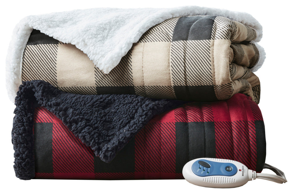Woolrich Heated 60x70" Buffalo Check Electric Throw Blanket, Red