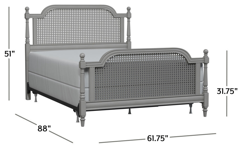 Melanie Bed, Metal Bed Rails Included, Gray, Queen