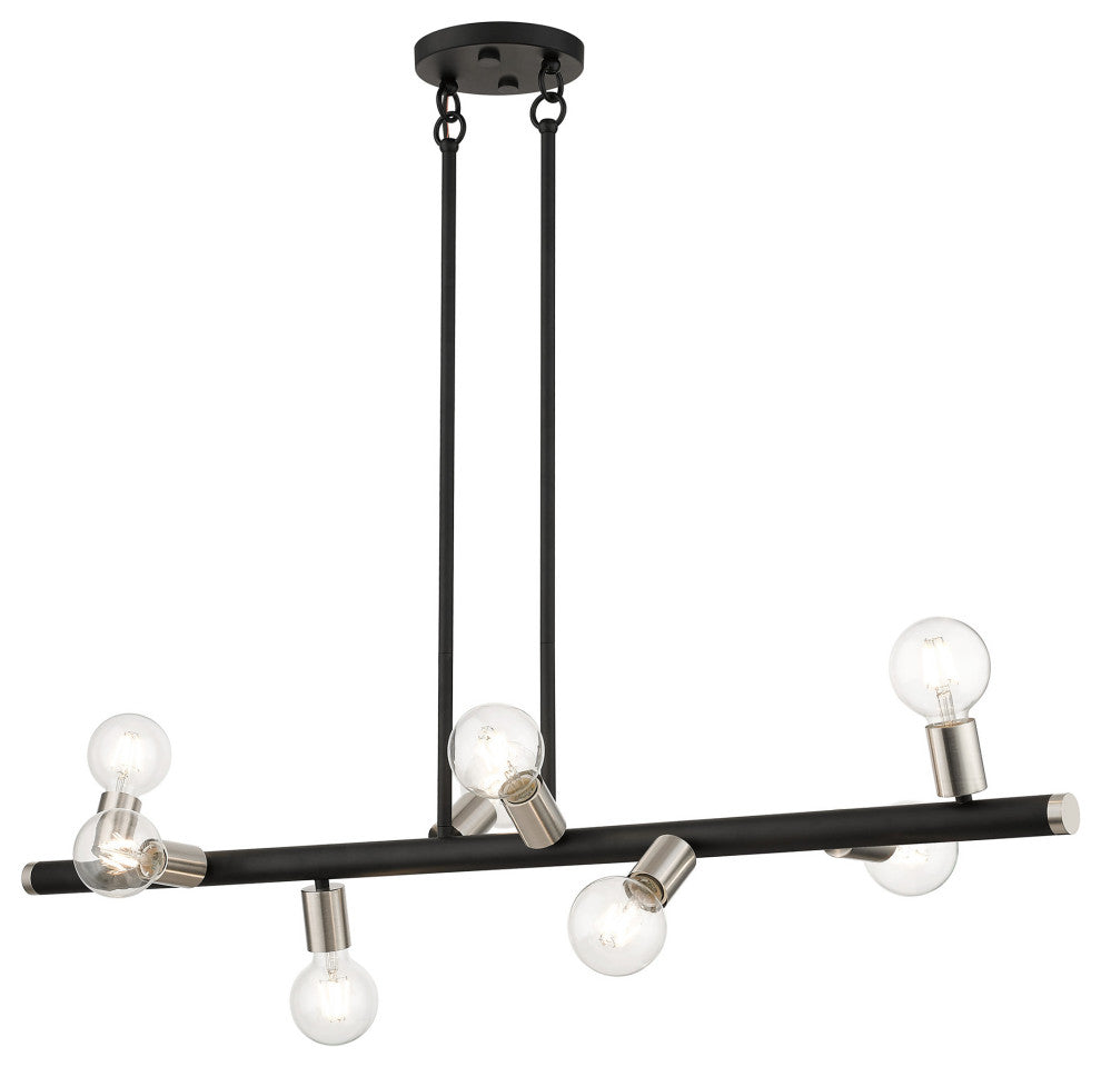 Livex Lighting Bannister 8-Light Large Chandelier, Black/Brushed Nickel