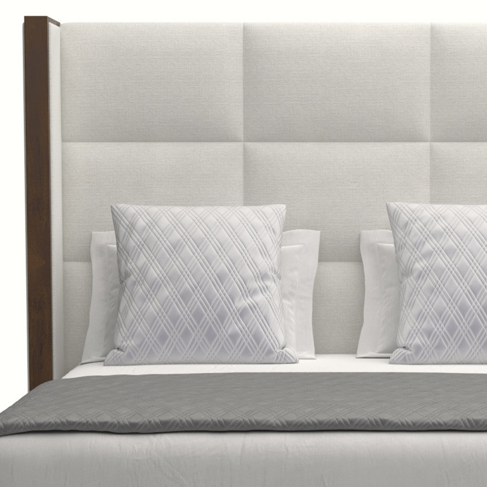 Nativa Interiors Irenne Square Tufted Bed, Off White, Ca King, Medium 67"
