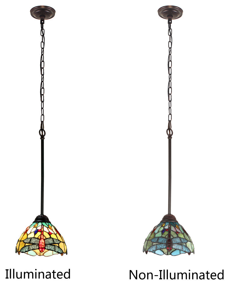 Empress Tiffany-Style Dark Bronze 1 Light Mini Pendant 8" Wide