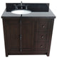 37" Single Vanity, Brown Ash With Black Galaxy Top, Left Doors/Left Oval Sink