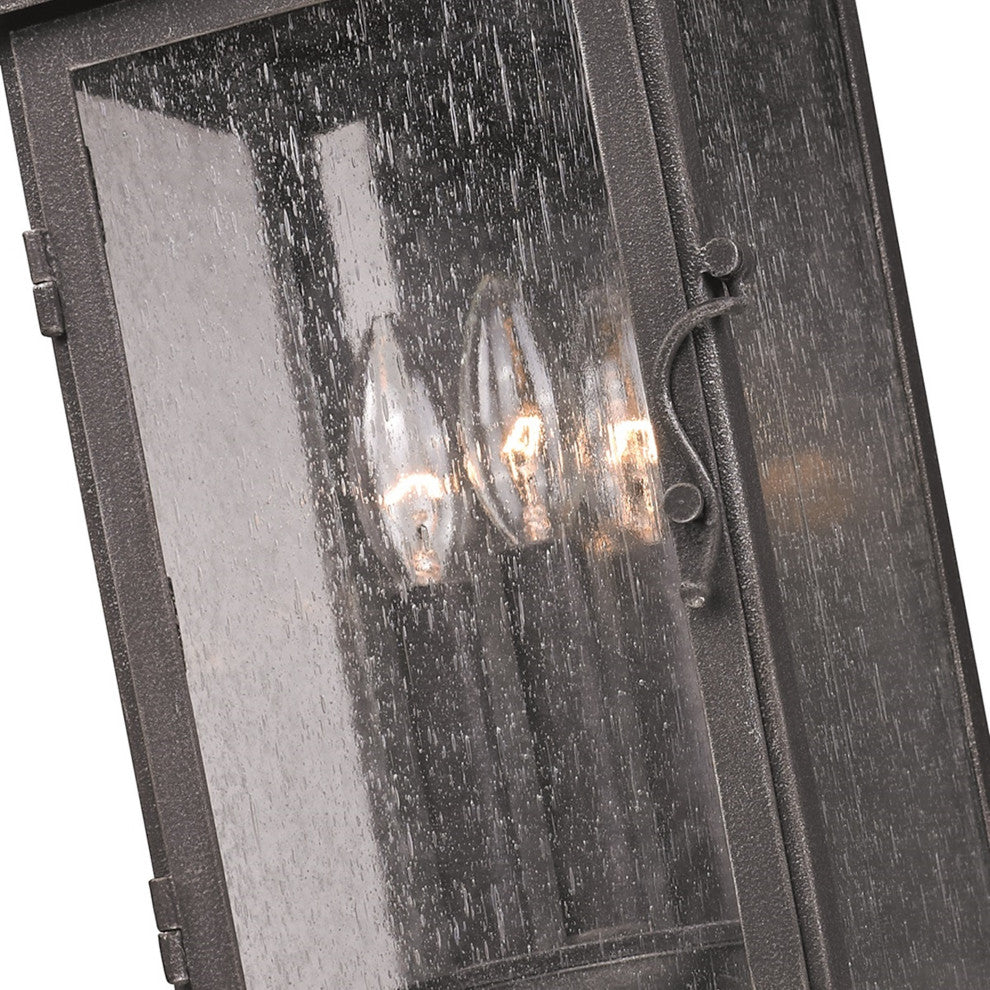 Larchmont, Outdoor Wall Lantern, Medium - 8", Clear Seeded Glass - Incandescent