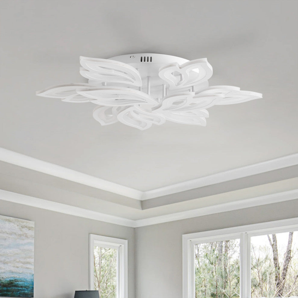 Modern White Multi-Leave Shape Semi Flush Mount LED Ceiling Light