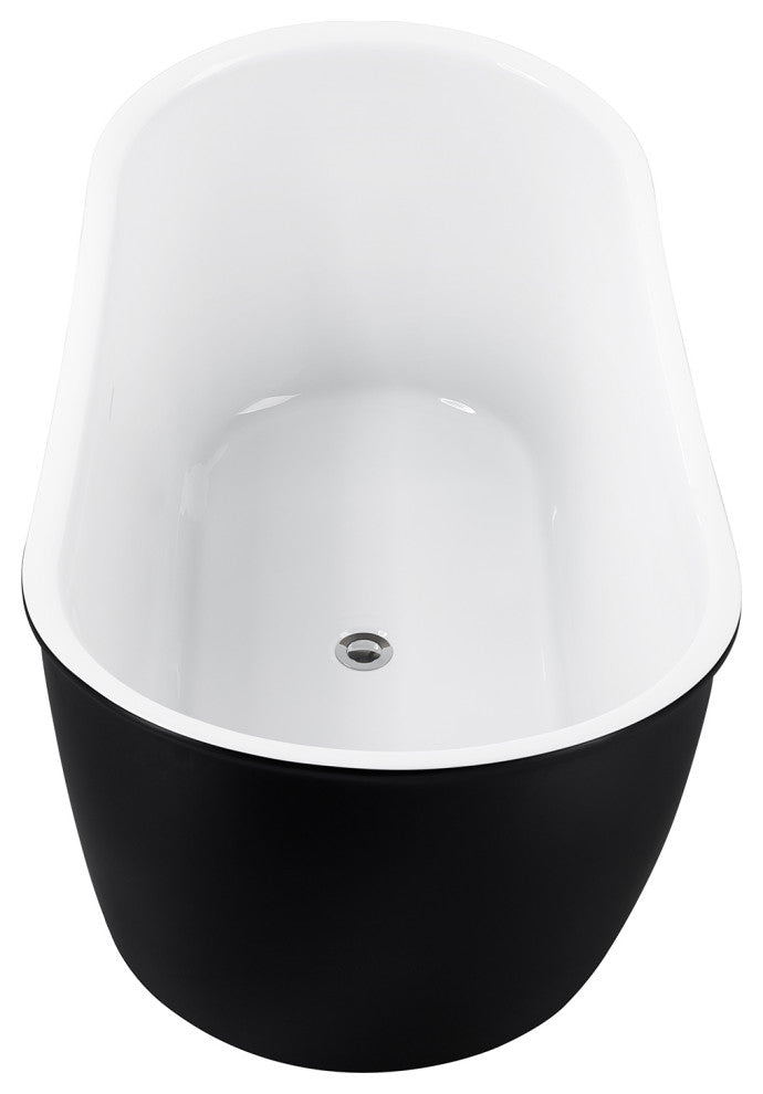 59" glossy Acrylic Flatbottom Oval Freestanding Non-Whirlpool Soaking Bath
