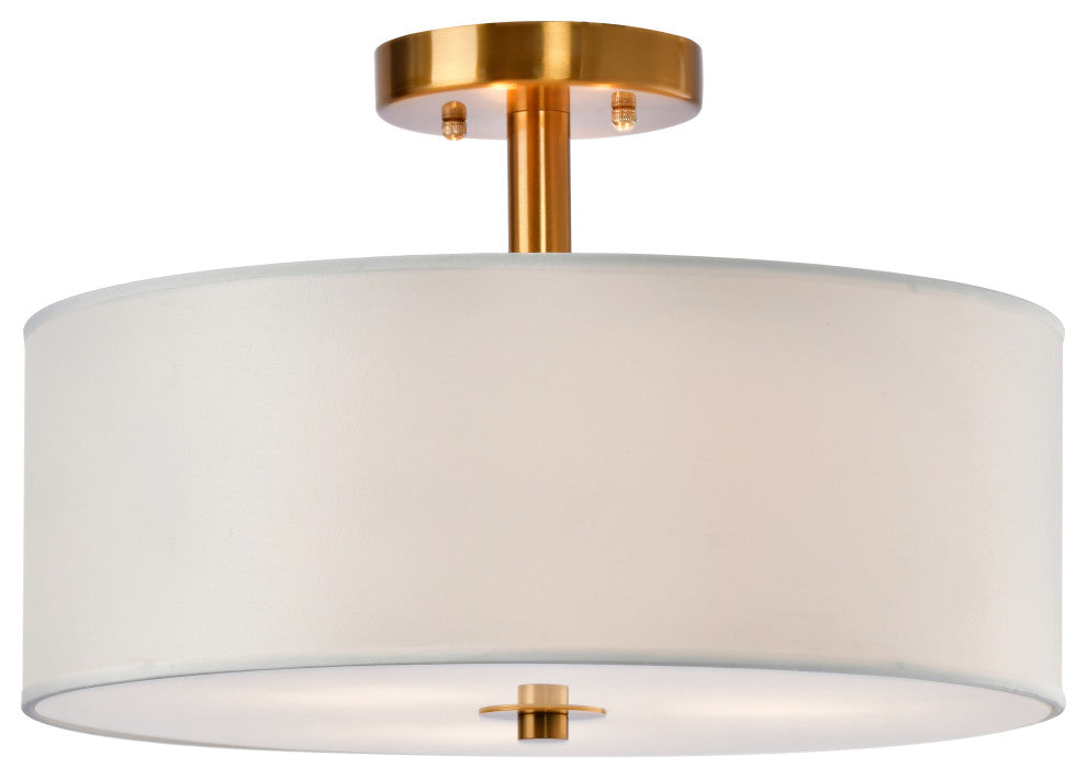 Lazzur Herault 3 Light 16" Brushed Gold Semi-Flush Mount Ceiling Light