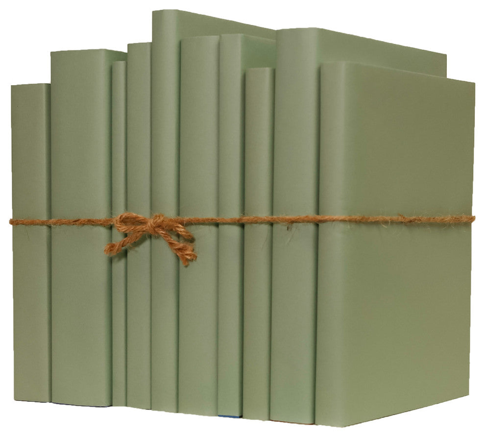 Decorative Books - Spanish Moss Oversized Paper Wrapped Book Bundle - 1 foot of Green Books