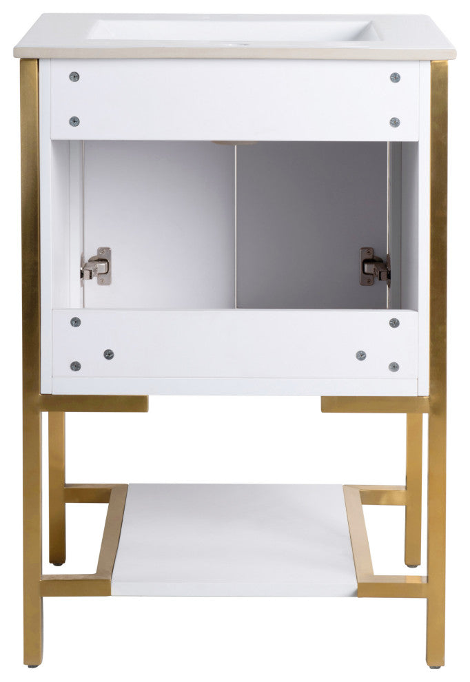 Marseille 24" Bathroom Vanity, White/Brushed Gold