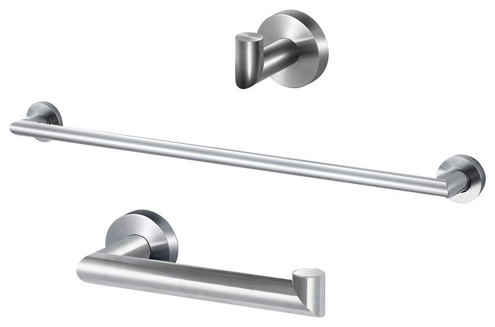 Transolid Turin 3-Piece Bathroom Accessory Kit, Brushed Stainless