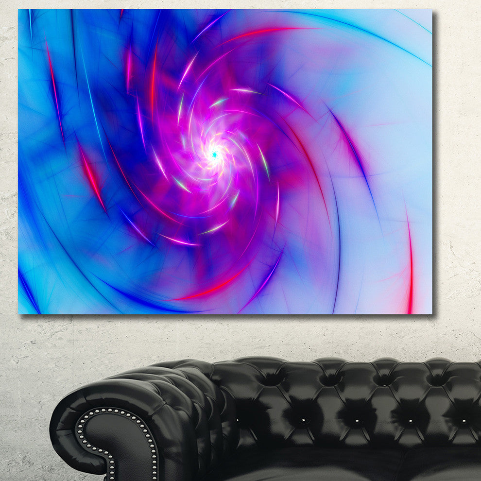 Turquoise Whirlpool Fractal Spirals, Oversized Abstract Canvas Art Print, 60x40